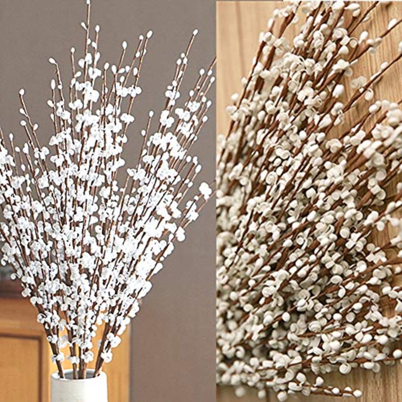 Wootkey 5 Pcs 30" Long Jasmine Artificial Flowers Fake Flower Dry Branches for New Year Wedding DIY Floral Art Plant Home Office Party Vase Decoration (White)